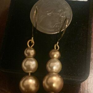 Pearl and gold bead earrings